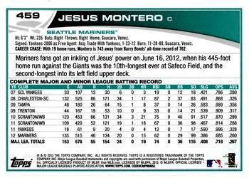 2013 Topps - Platinum #459 Jesus Montero Back