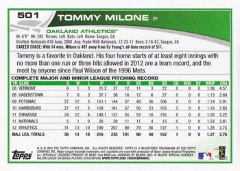 2013 Topps - Platinum #501 Tommy Milone Back