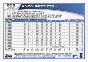 2013 Topps - Platinum #506 Andy Pettitte Back