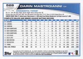 2013 Topps - Platinum #528 Darin Mastroianni Back