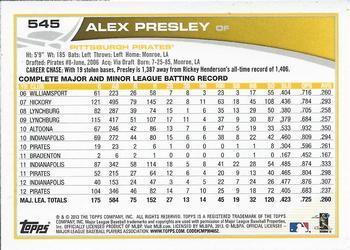 2013 Topps - Platinum #545 Alex Presley Back