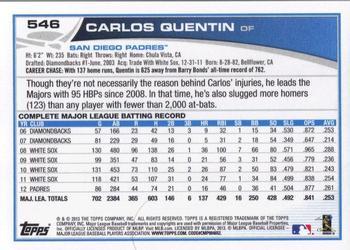 2013 Topps - Platinum #546 Carlos Quentin Back