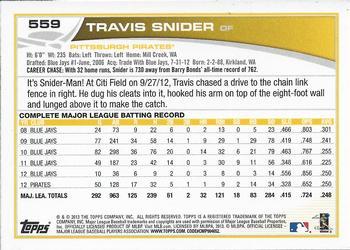 2013 Topps - Platinum #559 Travis Snider Back