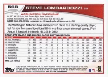 2013 Topps - Platinum #568 Steve Lombardozzi Back