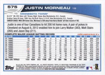 2013 Topps - Platinum #575 Justin Morneau Back
