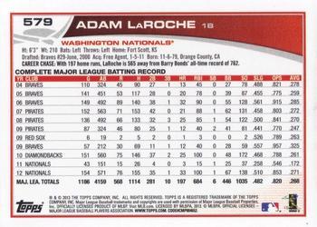 2013 Topps - Platinum #579 Adam LaRoche Back