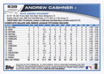 2013 Topps - Platinum #638 Andrew Cashner Back