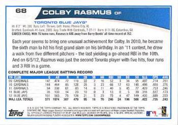 2013 Topps - Platinum #68 Colby Rasmus Back
