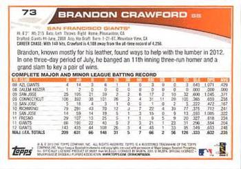 2013 Topps - Platinum #73 Brandon Crawford Back