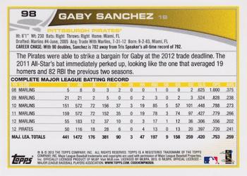 2013 Topps - Platinum #98 Gaby Sanchez Back