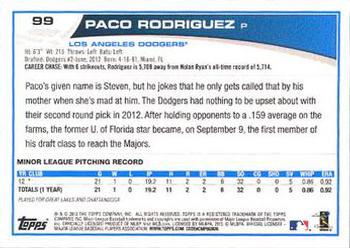 2013 Topps - Platinum #99 Paco Rodriguez Back