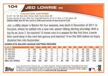 2013 Topps - Red #104 Jed Lowrie Back