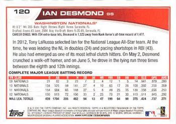 2013 Topps - Red #120 Ian Desmond Back