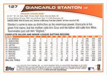 2013 Topps - Red #127 Giancarlo Stanton Back