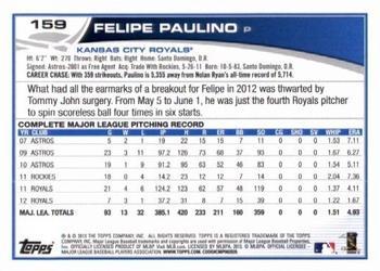 2013 Topps - Red #159 Felipe Paulino Back