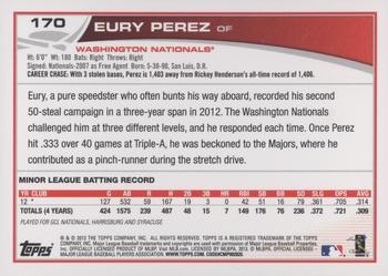 2013 Topps - Red #170 Eury Perez Back
