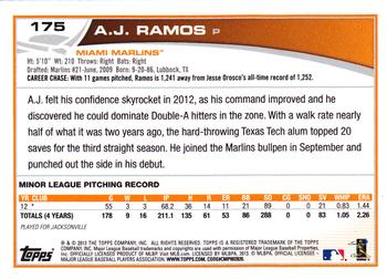 2013 Topps - Red #175 A.J. Ramos Back