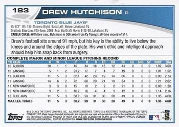 2013 Topps - Red #183 Drew Hutchison Back