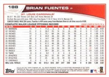 2013 Topps - Red #188 Brian Fuentes Back
