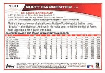 2013 Topps - Red #193 Matt Carpenter Back