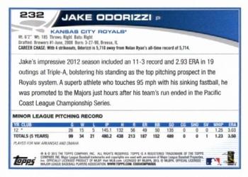 2013 Topps - Red #232 Jake Odorizzi Back