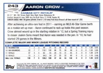 2013 Topps - Red #243 Aaron Crow Back