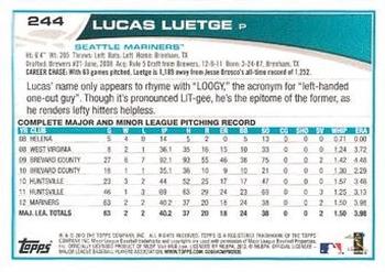 2013 Topps - Red #244 Lucas Luetge Back