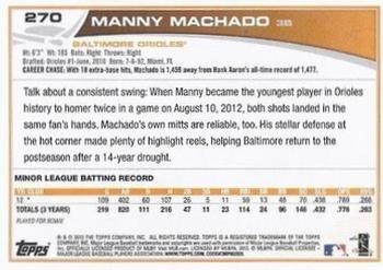 2013 Topps - Red #270 Manny Machado Back
