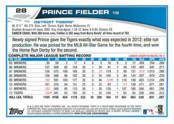 2013 Topps - Red #28 Prince Fielder Back