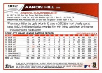 2013 Topps - Red #302 Aaron Hill Back