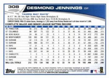 2013 Topps - Red #308 Desmond Jennings Back