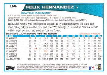 2013 Topps - Red #34 Felix Hernandez Back