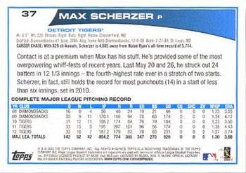 2013 Topps - Red #37 Max Scherzer Back