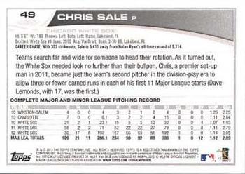 2013 Topps - Red #49 Chris Sale Back