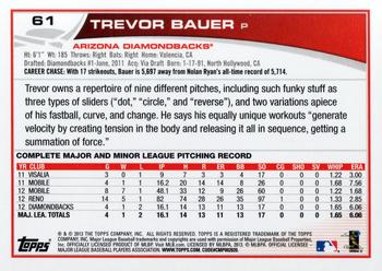 2013 Topps - Red #61 Trevor Bauer Back