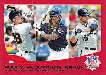 2013 Topps - Red #189 2012 NL Batting Average Leaders (Buster Posey / Andrew McCutchen / Ryan Braun) Front