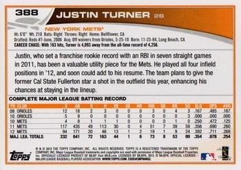 2013 Topps - Red #388 Justin Turner Back