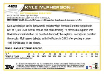 2013 Topps - Red #428 Kyle McPherson Back