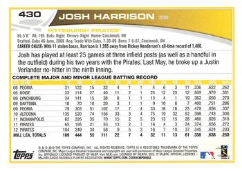 2013 Topps - Red #430 Josh Harrison Back