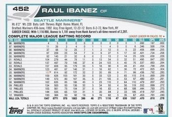 2013 Topps - Red #452 Raul Ibanez Back