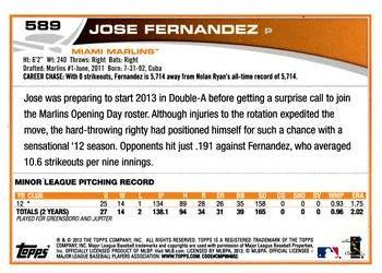 2013 Topps - Red #589 Jose Fernandez Back