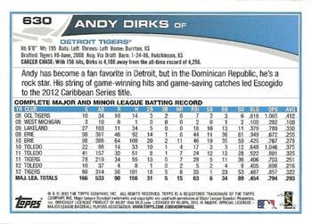 2013 Topps - Red #630 Andy Dirks Back