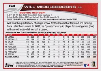 2013 Topps - Red #64 Will Middlebrooks Back