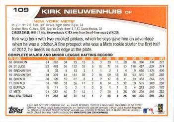2013 Topps - Blue #109 Kirk Nieuwenhuis Back