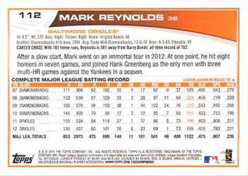 2013 Topps - Blue #112 Mark Reynolds Back