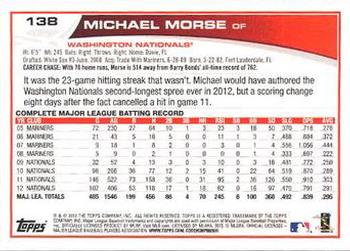 2013 Topps - Blue #138 Michael Morse Back