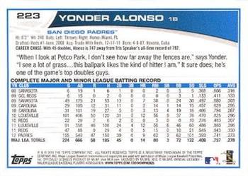 2013 Topps - Blue #223 Yonder Alonso Back