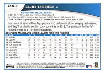 2013 Topps - Blue #247 Luis Perez Back