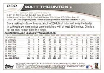 2013 Topps - Blue #292 Matt Thornton Back