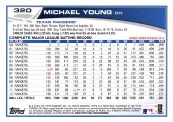 2013 Topps - Blue #320 Michael Young Back